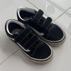 Vans Kids Black and White Velcro Sneakers